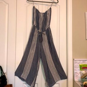 Stripe Strapless Tie Waist Jumpsuit